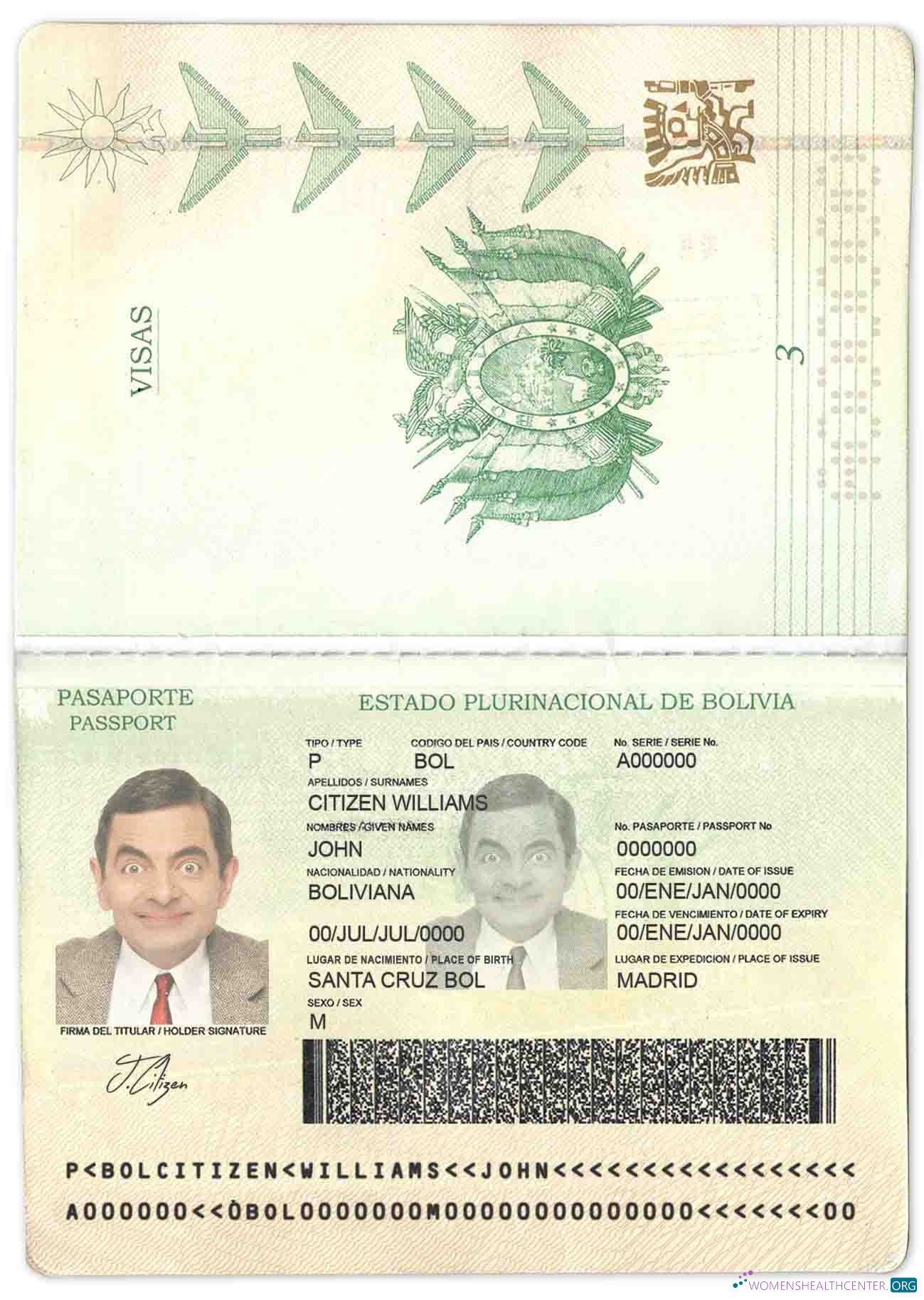 Download Bolivia passport Photoshop template